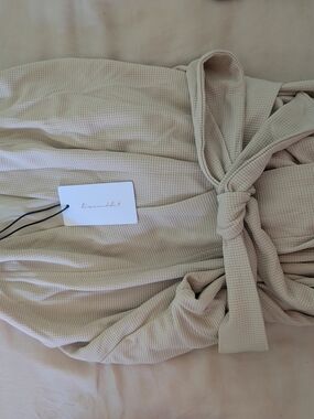 Line And Dot Women's Waffle Knit Robe in Beige